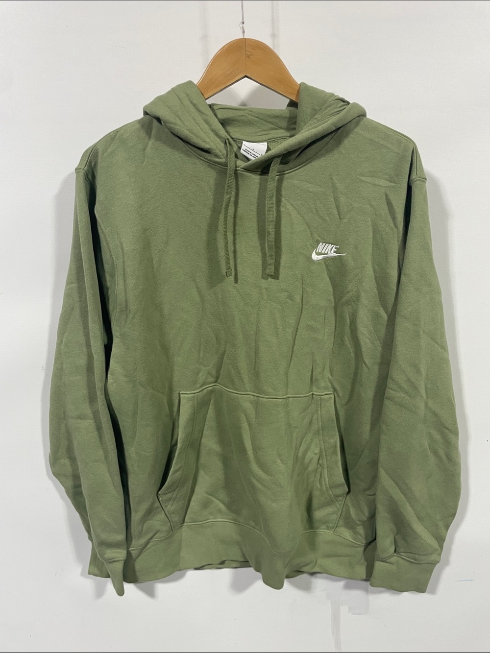 Nike Olive Green Men's Hoodie with White Logo